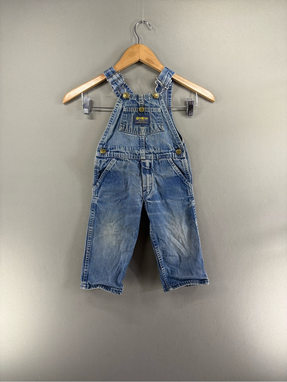 Vintage OshKosh B'Gosh Denim Overalls 2T USA Cotton Fly Front Farmer Country